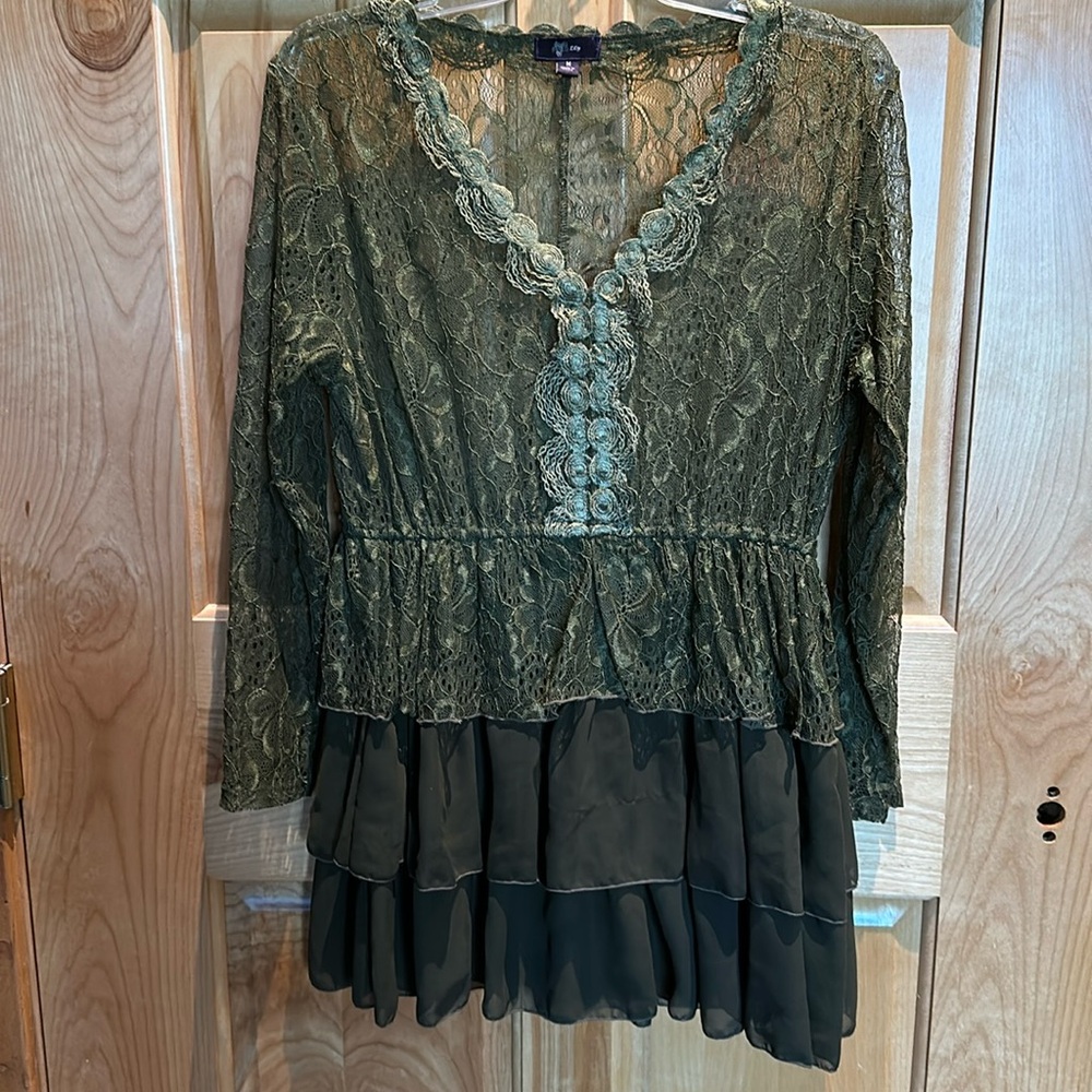 Green Lace Ruffle top